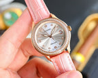 Chanel automatic watch with pink leather strap and rose-gold diamond-style bezel