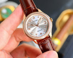 Chanel automatic watch with brown leather strap and rose-gold bezel