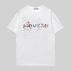 Alexander McQueen T-shirt, white, colorful splatter logo graphic across chest