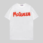 Alexander McQueen white T-shirt with red McQueen logo across chest