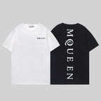 Alexander McQueen crewneck T-shirts in white and black, front logo print on chest