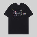 Alexander McQueen T-shirt, black, colorful splatter logo graphic across chest