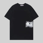 Black crew-neck cotton T-shirt with MCQ logo chest print
