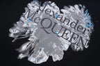 Alexander McQueen T-shirt graphic, black with silver blue floral face print