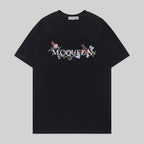 Alexander McQueen black graphic T-shirt with floral lettering print
