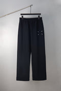 Black wide-leg trousers with embroidered 34/14 logo on front pocket