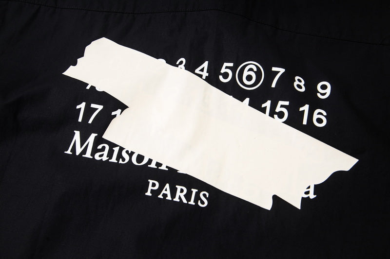 Black button-up shirt with Maison Margiela Paris graphic and number detail