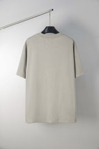 Oatmeal crew-neck T-shirt on hanger