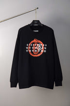 Black long-sleeve T-shirt with red and white number graphic on chest