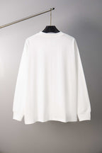 White long-sleeve T-shirt on hanger, crew neck