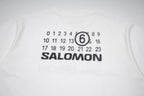 White T-shirt chest graphic with SALOMON text and number 6