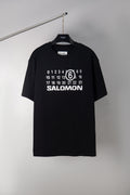 Black T-shirt with SALOMON graphic and number 6 print at chest