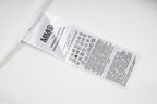 White T-shirt interior care label and size tag