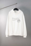 Maison Margiela pullover hoodie in white, with hood and front kangaroo pocket.