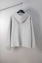 Light grey MM6 Maison Margiela hooded sweatshirt with frayed hem and front hood