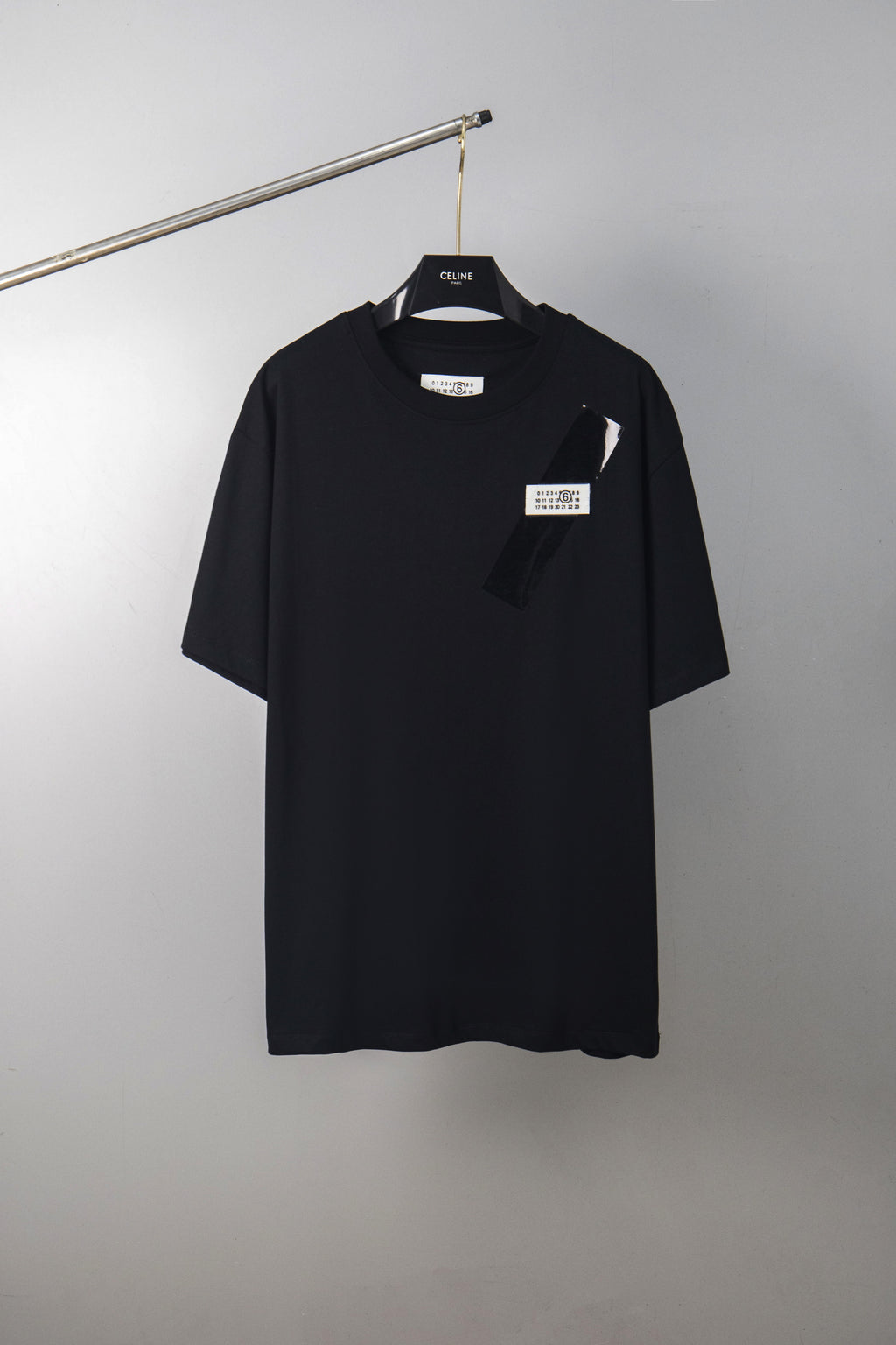 Maison Margiela crewneck T-shirt, black, short sleeves, chest logo patch