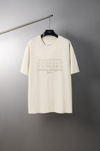 Cream short-sleeve T-shirt with crew neck and subtle logo graphic print