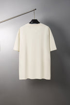 Cream short-sleeve T-shirt, crew neck, hanging view