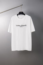 White short-sleeve T-shirt with chest graphic print