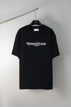 Black graphic T-shirt with Maison Margiela Paris logo chest print