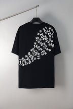 Black graphic T-shirt with circular number logo on chest