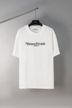 White graphic T-shirt with Maison Margiela Paris logo chest print