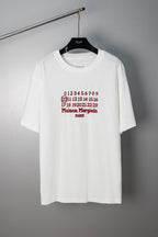 White graphic T-shirt, crew neck, short sleeves, numbered print