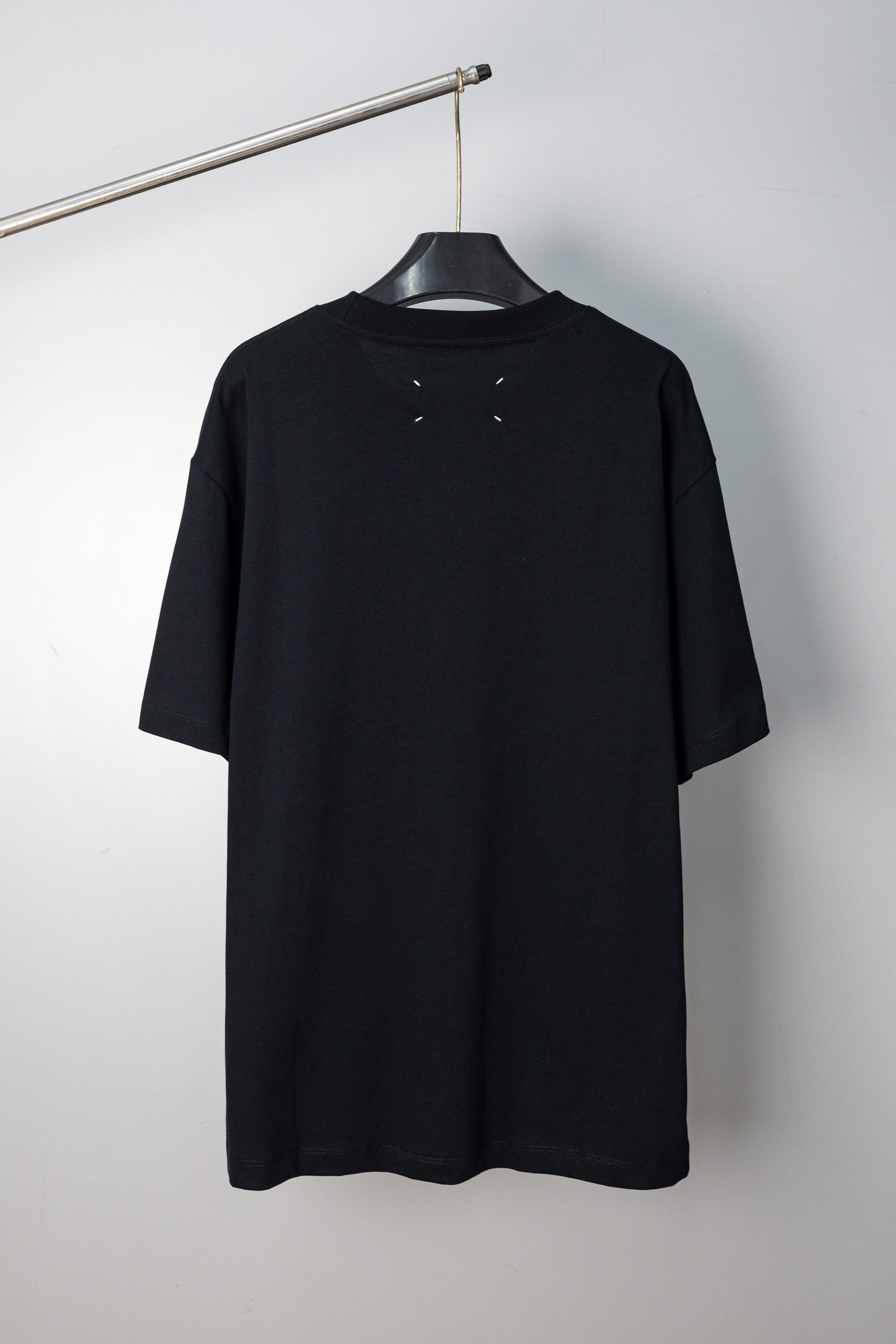 Black crewneck T-shirt, plain back view