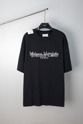 Black crewneck T-shirt with Maison Margiela PARIS graphic on the chest