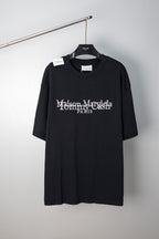 Black crewneck T-shirt with Maison Margiela PARIS graphic on the chest