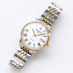 Longines two-tone automatic wristwatch with Roman numerals and date window