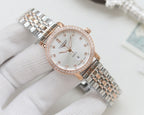 Watch with rose-gold tone case, two-tone metal bracelet and white dial