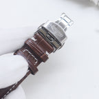 Longines watch brown leather strap with silver buckle and clasp