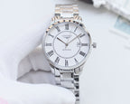 Longines stainless steel wristwatch with white dial, Roman numeral chapter ring