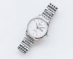 Longines watch with white dial and silver stainless steel bracelet
