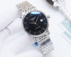 Longines automatic watch with dark blue dial and silver bracelet