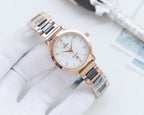 Longines two-tone metal watch with white dial and link bracelet, rose-gold case