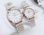 Longines quartz wristwatch set with silver metal bracelets and white dials