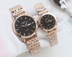 Longines quartz wristwatch set with rose-gold bracelets and dark dials
