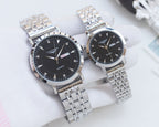 Longines quartz wristwatch set with silver metal bracelets and black dials