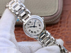 Silver Longines wristwatch, white dial with Roman numerals, blue hands, date window