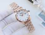 Longines wristwatch with two-tone bracelet in rose-gold and silver, white dial