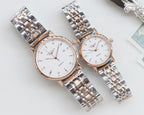 Longines quartz watch set with two-tone rose-gold and silver metal bracelets