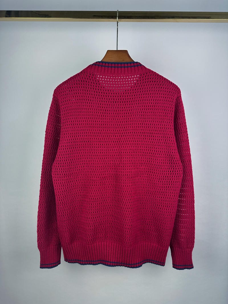 Alexander McQueen knit sweater, dark red crew neck with ribbed cuffs and hem