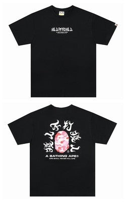 Black BAPE T-shirt with front logo graphic and crew neck