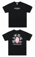 Black BAPE T-shirt with front logo graphic and crew neck