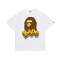 White T-shirt with Bape graphic portrait and multicolor logo