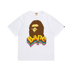 White T-shirt with Bape graphic portrait and multicolor logo