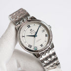 Omega De Ville wristwatch with stainless steel bracelet and cream dial, Roman numerals