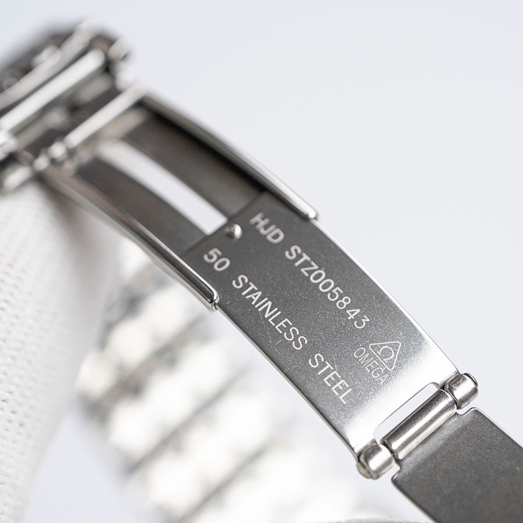 Omega De Ville stainless steel caseback with engraved model number and UD STZ005842 marking